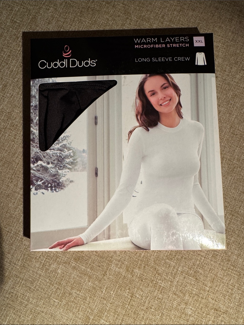 Cuddl Duds Long Sleeve Crew Top - Black 2XL NIP